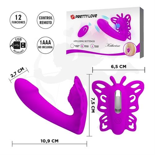 Vibrador de punto G con vibrador de clitoris, control remoto y carga USB